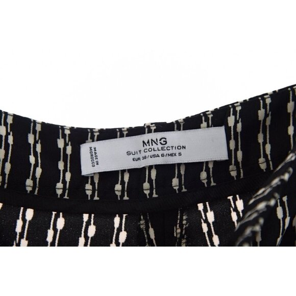 MNG Suit Collection Womens Loose Silky Pants Trousers Striped Black Sz 6 Small - Picture 6 of 7